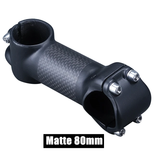 Matte 80mm Велосипедный стержень для дорожного велосипеда 31,8 мм 3 k Карбон+ алюм. Запчасти для горного велосипеда 60/70/80/90/100/110/120 мм MTB стебли супер свет 130 г - Цвет: Matte 80mm