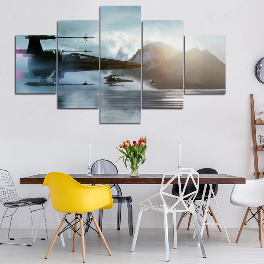 5 Pieces Printed star wars canvas Painting on canvas 5 panels canvas