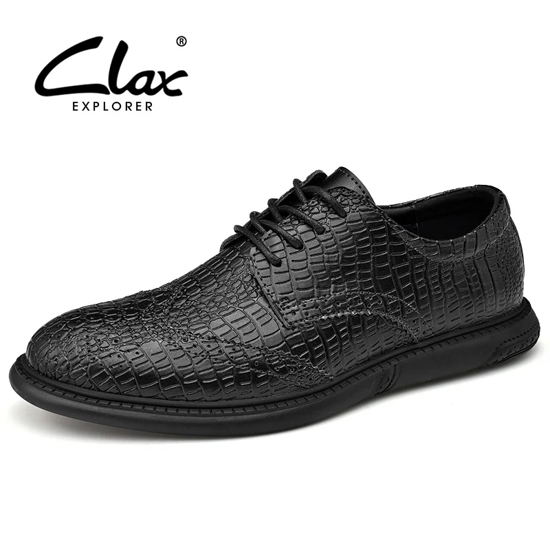 CLAX Mans Shoes Designer 2019 Spring Autumn Leather Shoe Male Walking Footwear Men's crocodile shoes Leisure
