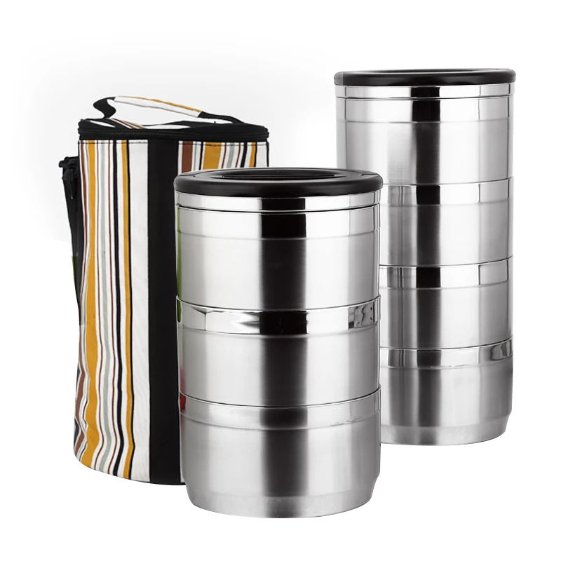 

Thickened Stainless Steel Lunch Box 1 Pieces 1-6 Layer Super Capacity Adult Business Bento Box For Kids Portable Picnic School