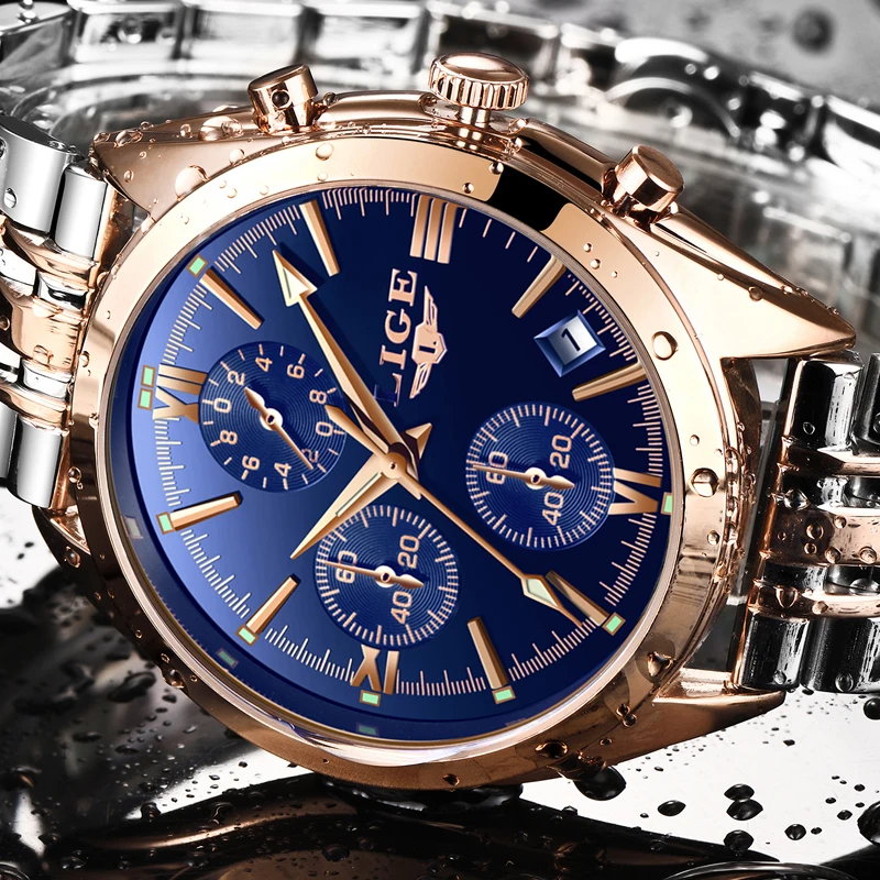 2018 LIGE Men Top Luxury Brand Casual Stainless steel gift Men Sports Watches Waterproof square Quartz Watch Relogio Masculino