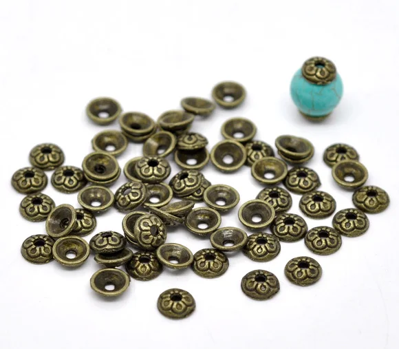 Free Shipping 1500pcs Antique Antique Bronze Flower Bead Caps Findings