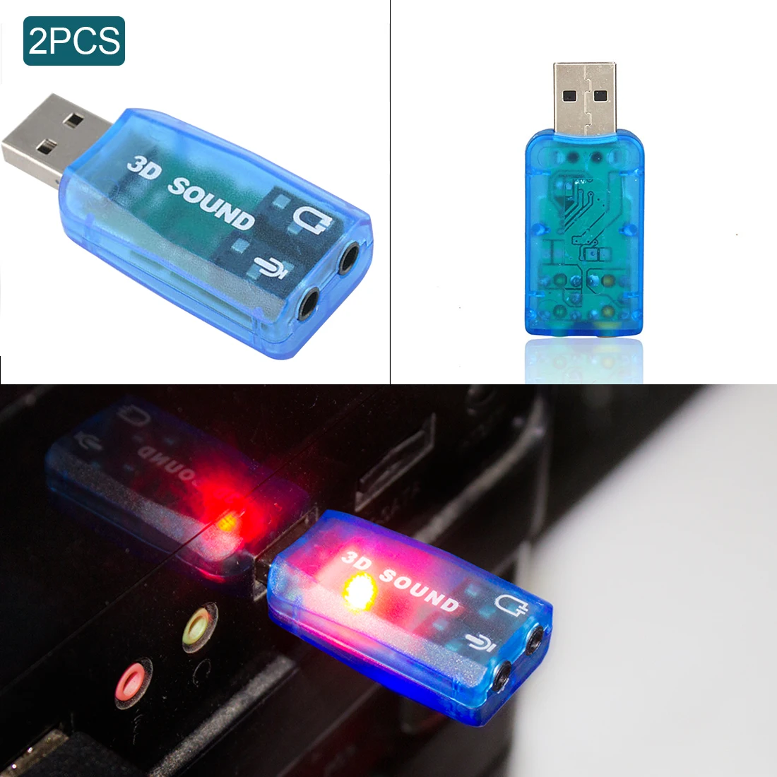 

Etmakit Audio 5.1 USB Sound Card External USB Sound Card Audio Card Adapter Mic Speaker Interface For Laptop PC