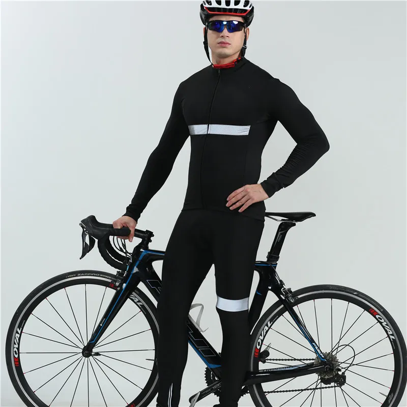 2019 winter cycling wear Men's Black Warm Hot Wool Bike Sports Set maillot ciclismo hombre Fleece cycling set triathlon suit