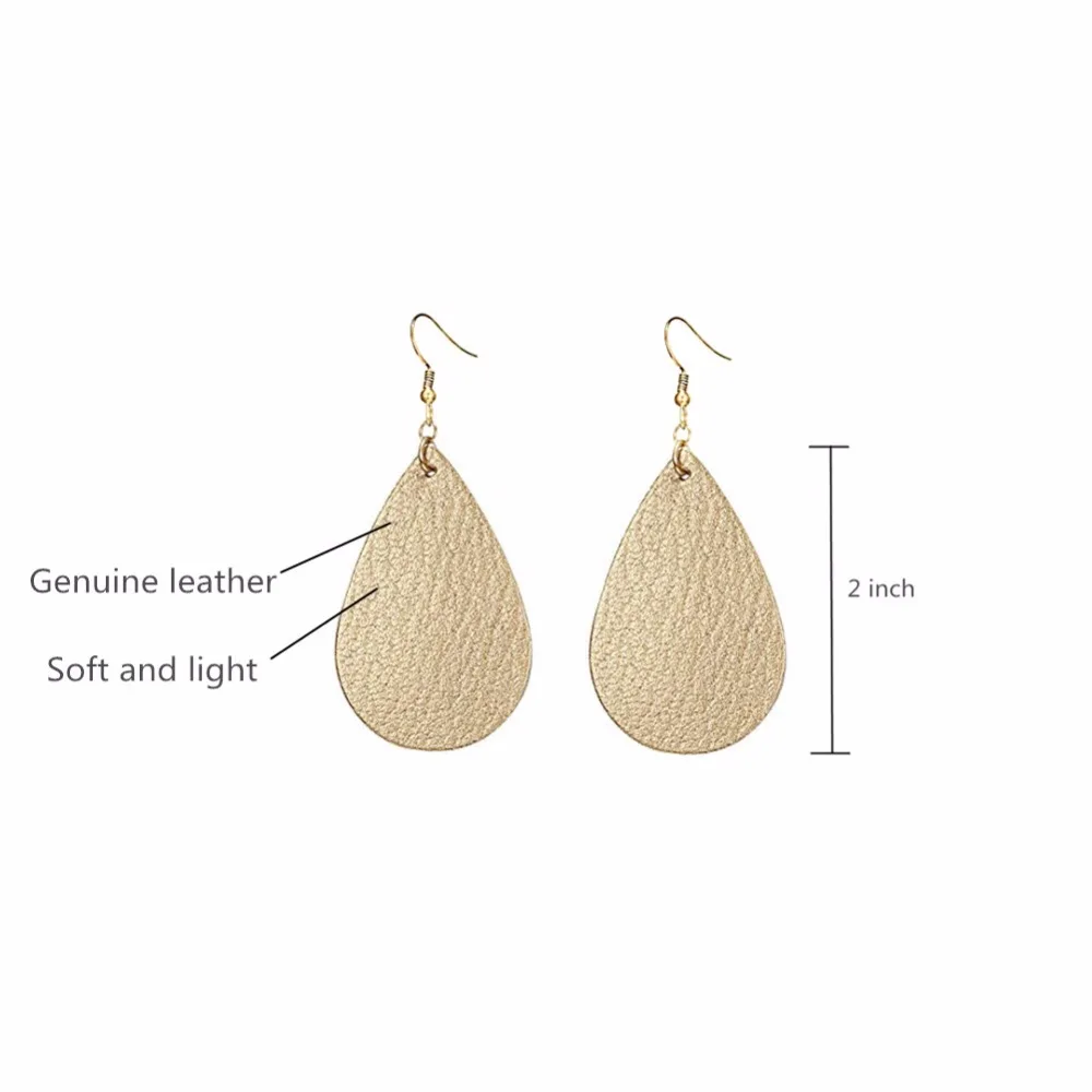 gold leather dangle earring