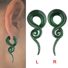 1 пара зеленый фосфор Pyrex стеклянные беруши и туннели Спиральный Конус Калибр растягивающий расширитель пирсинг стеклянный калибр, Ювелирное Украшение для тела