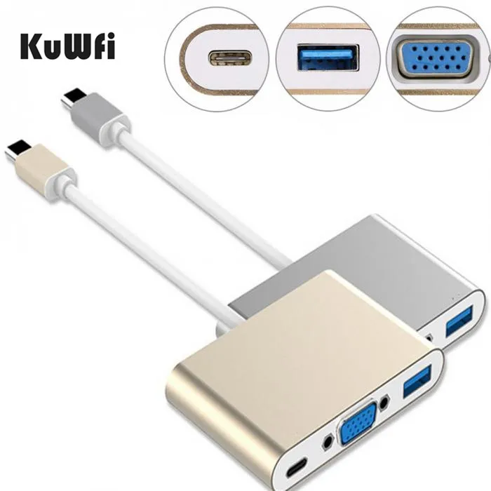  Aluminium Alloy Type C Charger USB 3.1 Type-C To VGA Adapter Male To Female Converter USB Hub Charg