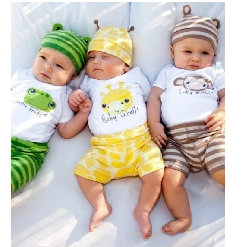 

animal baby boy clothes sets cap+bodysuit+shorts 3pcs suit infant clothing bebe clothes suits jumpsuit