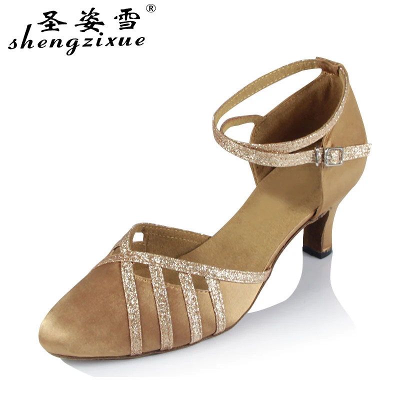 Wuxijiao Pink Satin Latin/modern Dance Shoes Female Soft Outsole Square Dance Shoes Women's