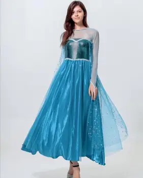 

Hot Sales snow Queen Princess Elsa snow queen women girl Dress skirt cosplay costume handmade halloween costumes for women