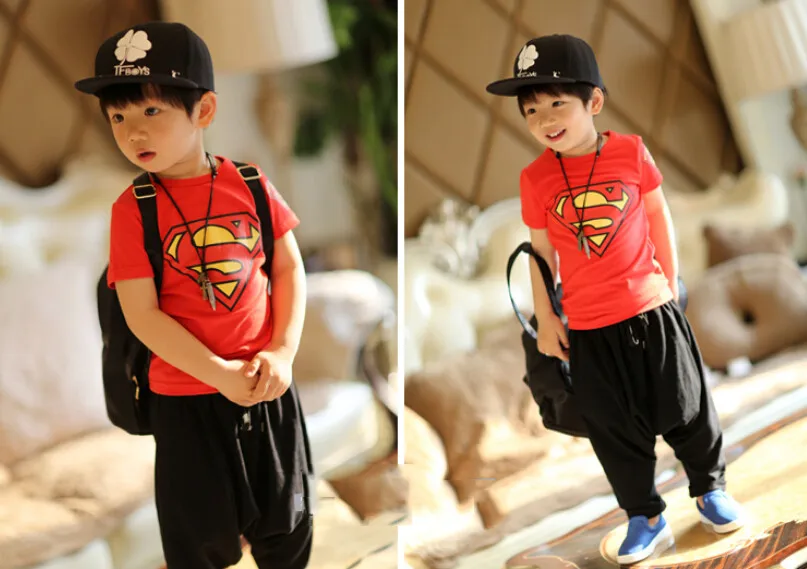 Модная хлопковая одежда для маленьких мальчиков, футболка с Суперменом, футболка с короткими рукавами, Детские футболки, костюм для малышей, топ с супергероем