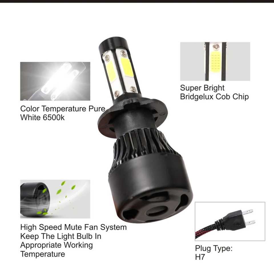 4 sisi luces led h4 h7 h11 bohlam lampu depan led untuk mobil lampu hb4 h13 9004 9005 9006 9007 100 w 12000lm 6500 k 12 v
