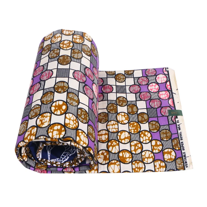 Фиолетовый Африканский батик ткань модный дизайн 6 ярдов Воск Ткань Нигерия воск печать ткань, Африканский воск печати полный хлопок