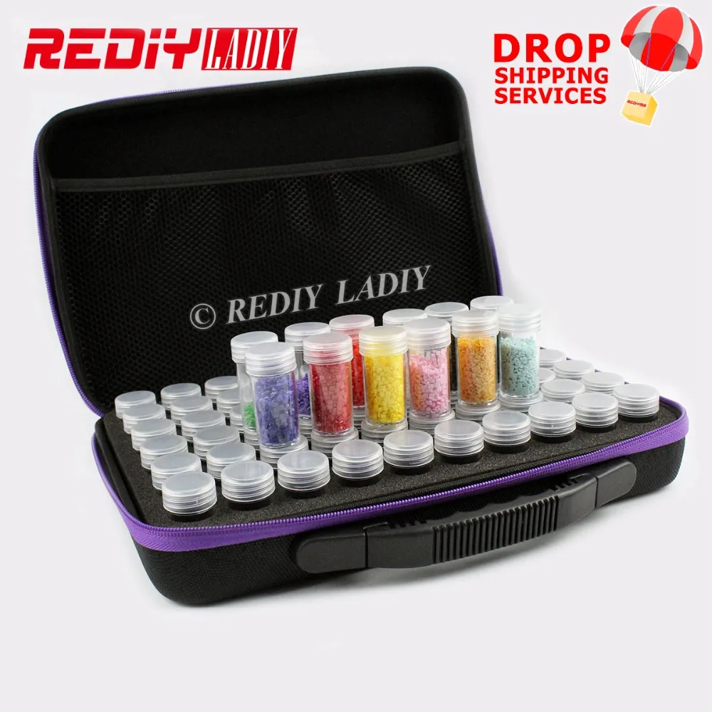 

60 Bottles Diamond Painting Cross Stitch Storage Box Beads Container Carry Case Diamond Embroidery Hand Bag Zipper Shockproof