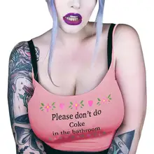 Пикантные модные жилет, пожалуйста, не делать Кокс в ванная комната укороченные топы для женщин Повседневное Танк Топы с принтом букв Холтер камзол