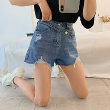 Джинсы бойфренда для женщин, Большие размеры женские черные джинсы, шорты в уличном стиле с высокой талией, корейские модные рваные джинсы для женщин