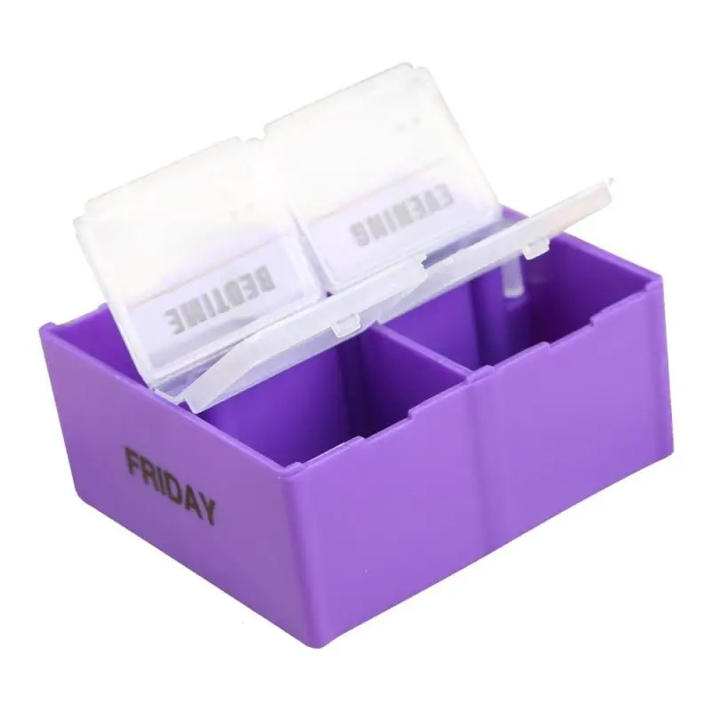 1 шт Портативный Pill Box красочные еженедельная таблетки Дело наркотиками отсек