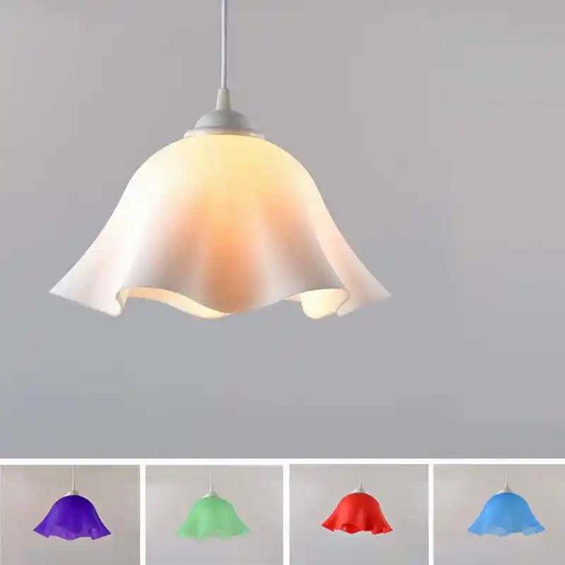 Modern Plastic Led Pendant Lights E27 Flower Shade Lamp Restaurant
