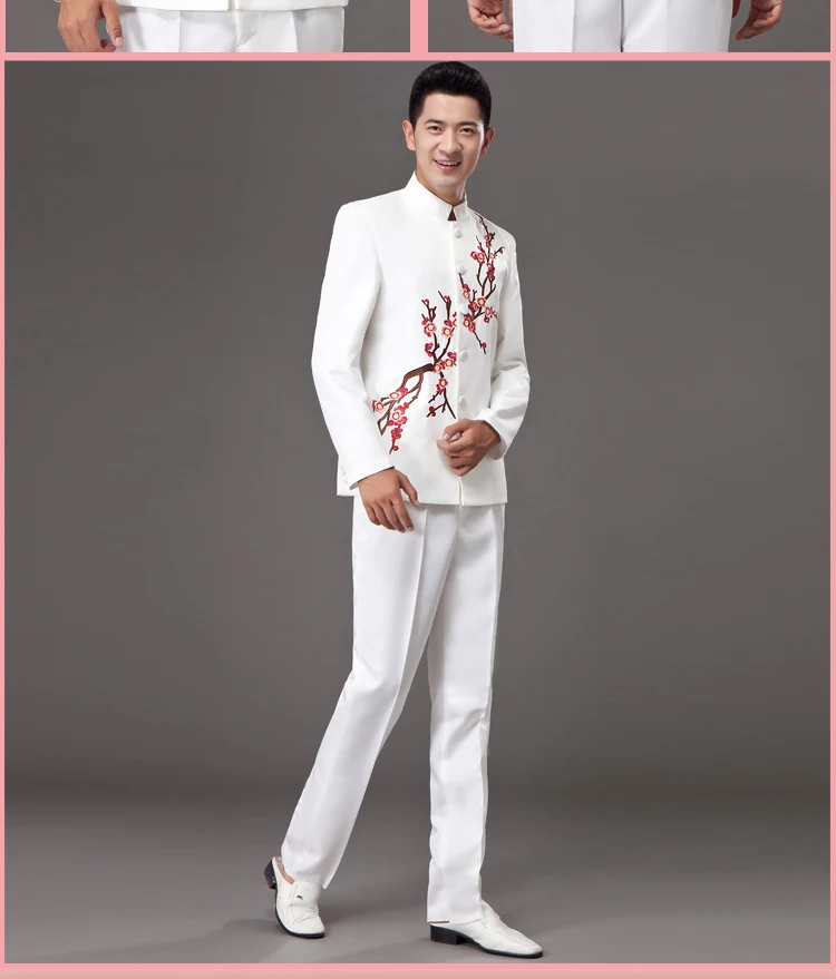 Костюм homme, китайский стиль, новинка, мужские костюмы с блузой, вышивка, сценические костюмы для певцов, для MC, ведущего костюма