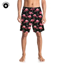 Мужские пляжные шорты с принтом Фламинго летний Быстросохнущий купальный костюм Плавки пляжная одежда мужские пляжные шорты