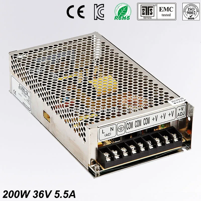 

Single Output Uninterruptible Adjustable 36V 200W Switching power supply unit 110V 220V ac to dc smps for LED Strip light cnc