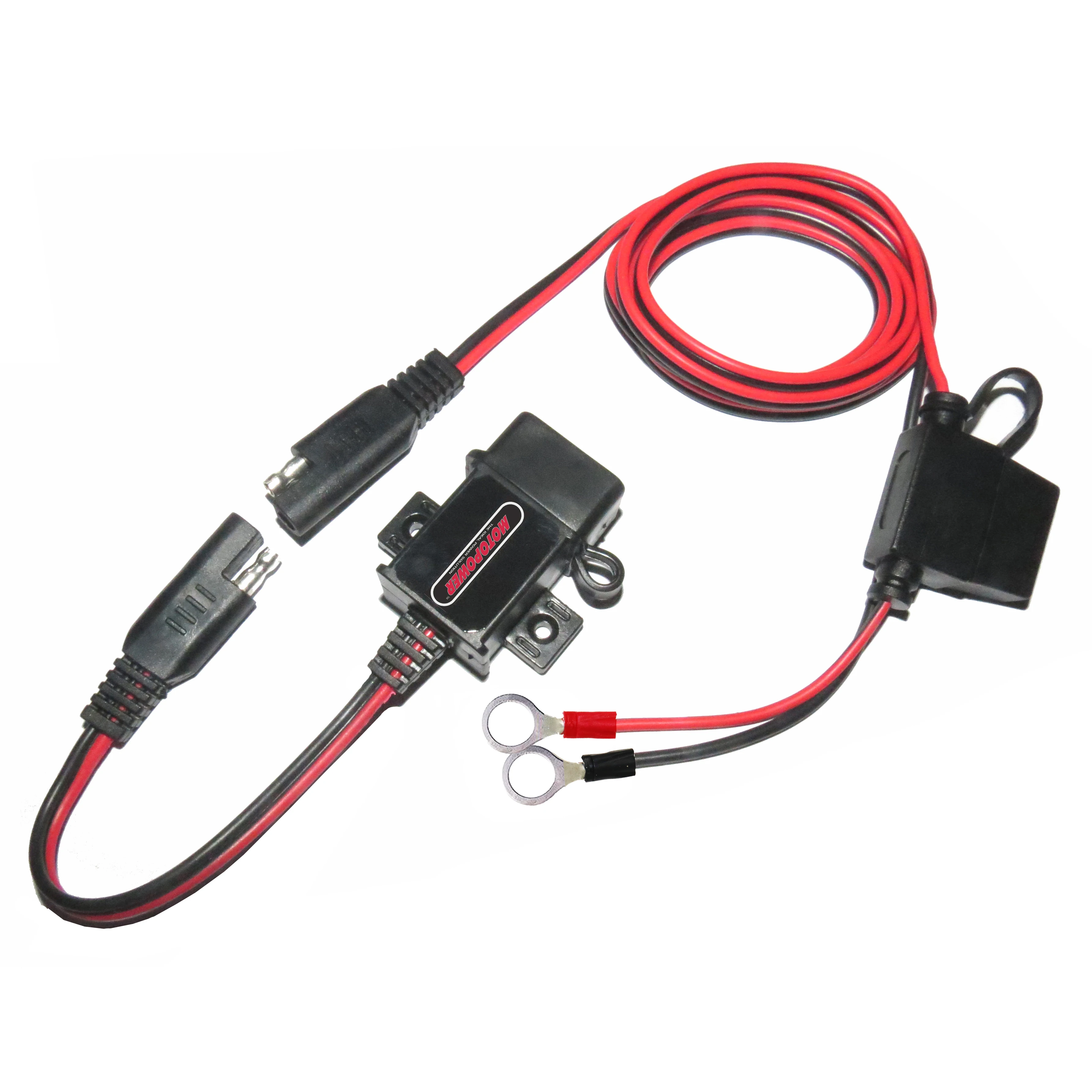 MOTOPOWER MP0609A 3.1Amp Waterproof Motorcycle USB Charger Kit SAE To USB Cable