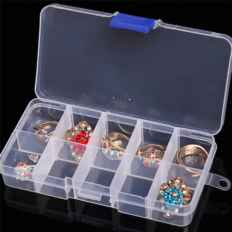 

Plastic Tool Box 10 cells Jewelry Rings Craft Organizer Storage Case Beads tiny stuff Compartments Containers Makeup Box