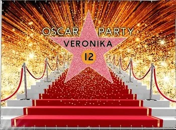 

Custom Oscar Vip Hollywood Red Carpet Star Sparkly Light Birthday background Computer print party backdrop