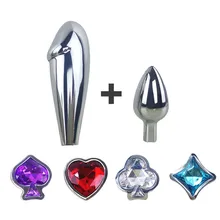 AUEXY Metal Crystal Anal plugs for Couples Butt plug Sets Big Anal Dildo Sex toys for women & Men Booty Beads Adult Sex Products