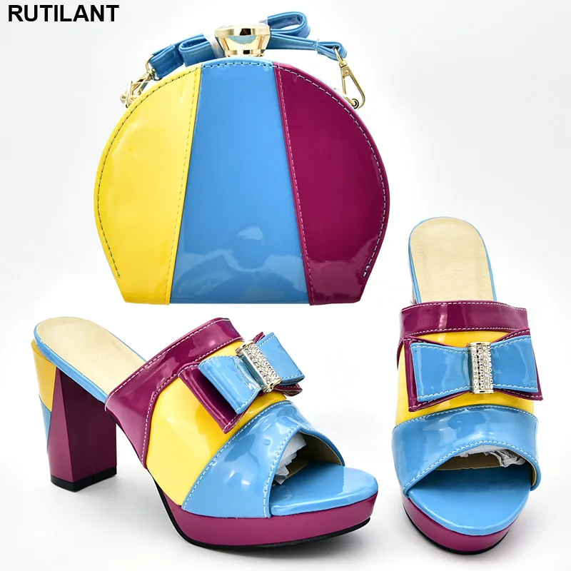 

African Shoes and Matching Bags Italian Ladies Shoes with Matching Bags Set Decorated with Appliques Womens Dress Shoes Open Toe