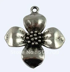 

60Pcs Tibetan Silver Color Flower Charms A12550