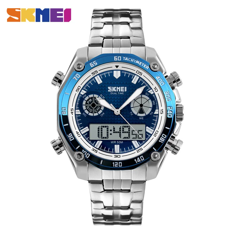 

SKMEI 1204 Men Digital Quartz Dual Time Watch Fashion Sports LED Wristwatches Light Clock Luxury Relogio Masculino Watches