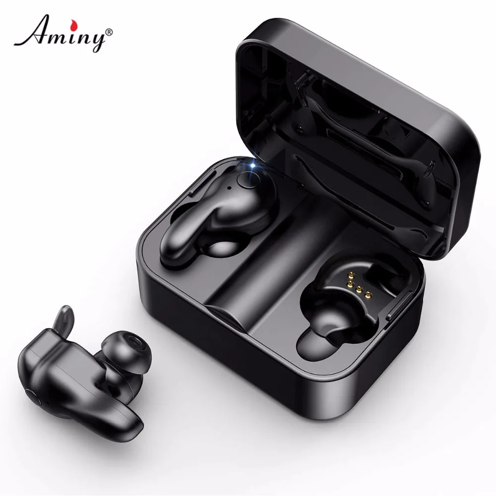

Aminy True Wireless Bluetooth Headset IPX5 Waterproof 3D Stereo Sound Wireless Headphones Automatic Pair Bluetooth 5.0 Earphone