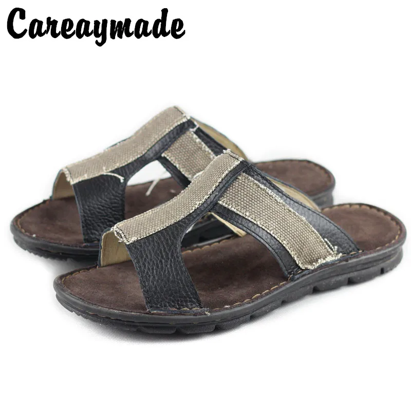 

Careaymade-Fashion Soft Men Sandals Leisure Summer Shoes Comfortable Men Beach strap Men Sandals Leather Handmade High Quality