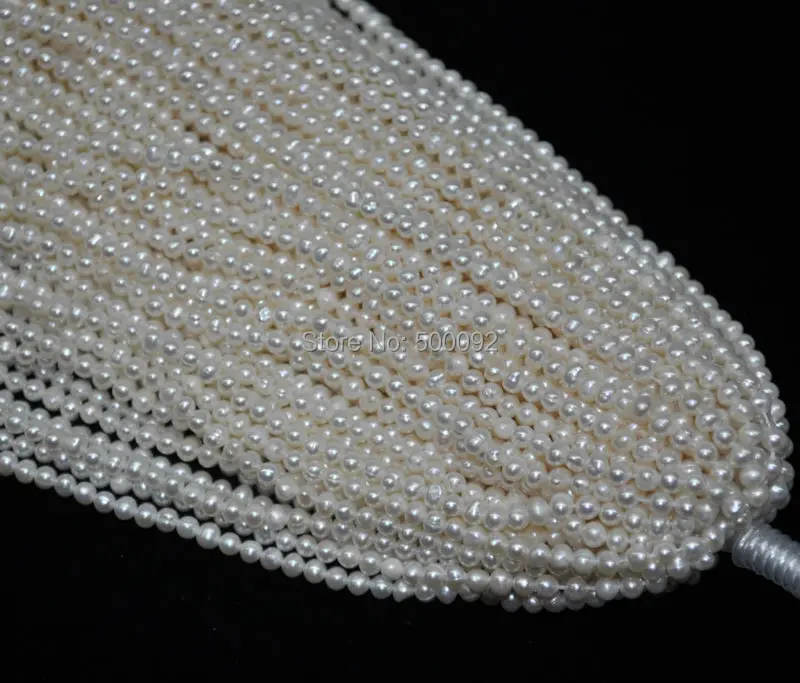 

wholesale 10 strands 3.5-4mm genuine freshwater white pearl lots