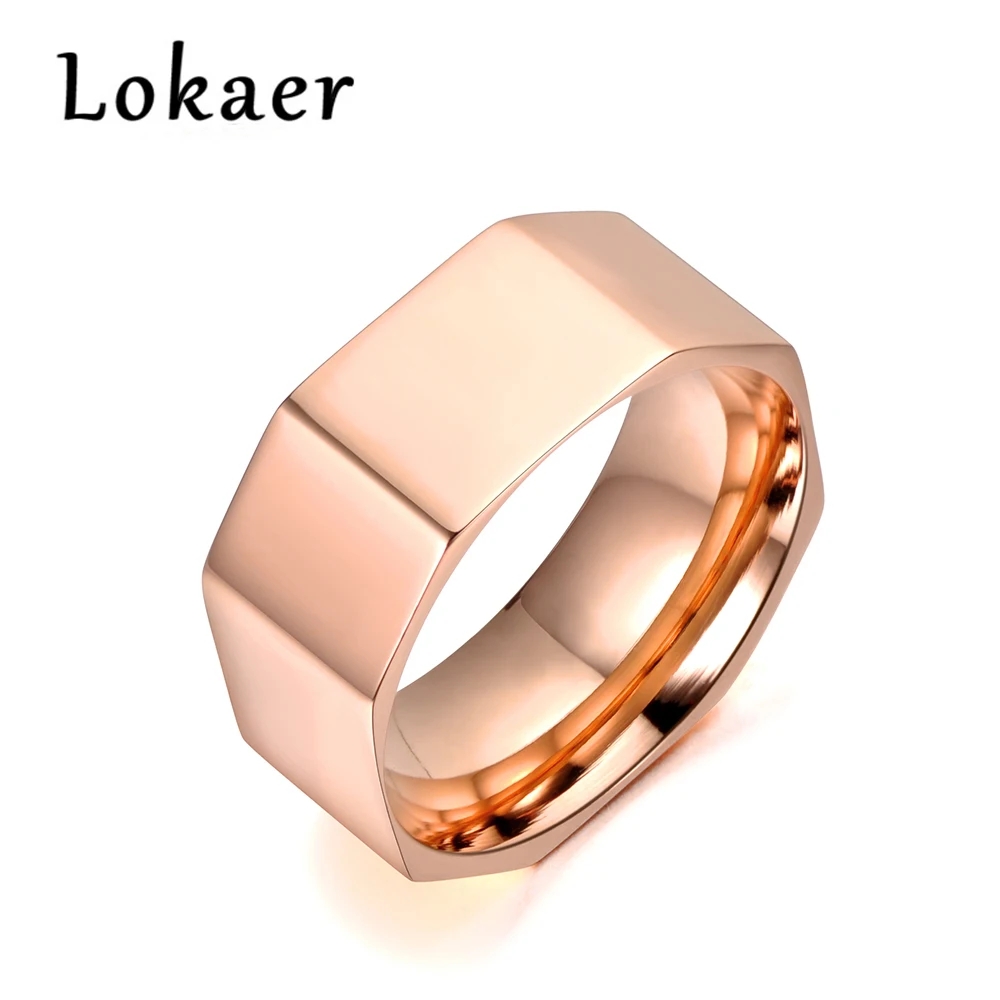 Lokaer простой кольцо из нержавеющей стали 316L золото/белый/розовое золото цвет мода широкое Свадебное обручальное кольцо кольца ювелирные изделия - Цвет основного камня: Rose Gold Color