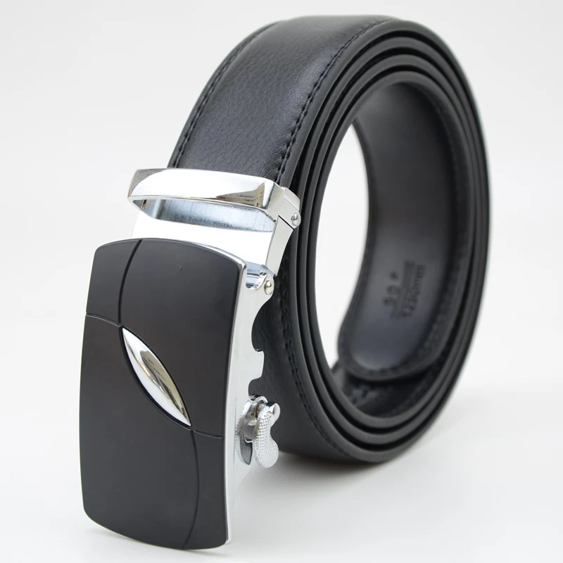 Fashion Men&#39;s Genuine Leather Belt Strap Designer Belts Automatic Personality Silver Buckle Cow ...