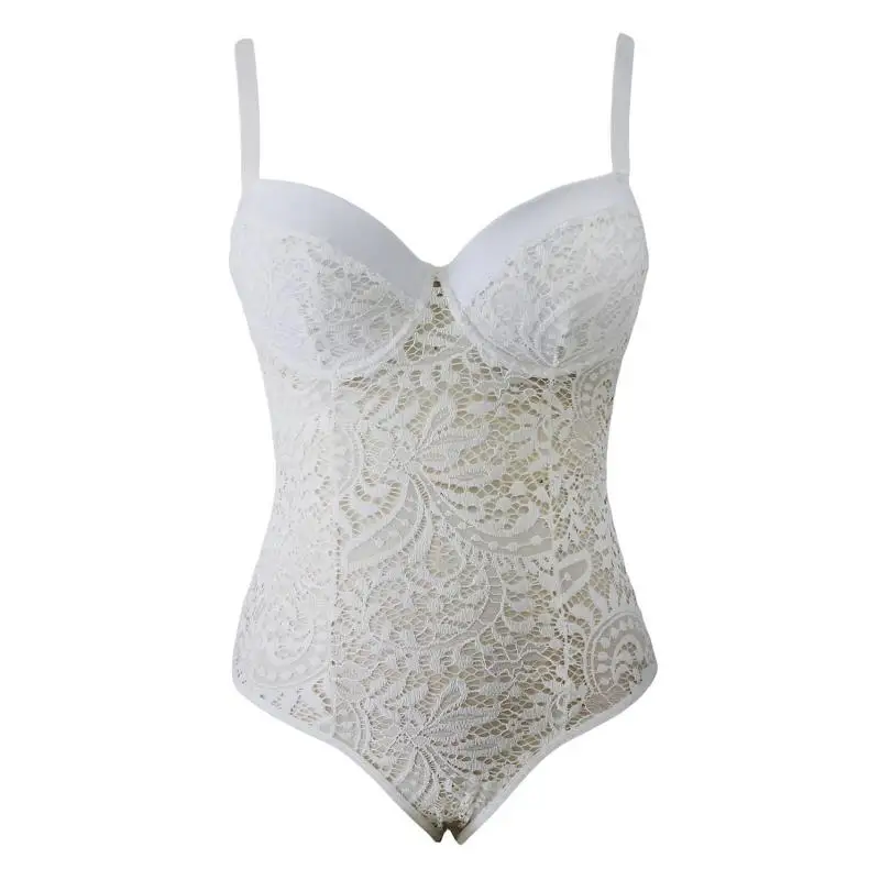 ADEWEL Sexy Women Spaghetti Strap Lace Bodysuit See Through Skinny Body Jumpsuit Ladies Romper Combinaison Shorts Playsuits (7)