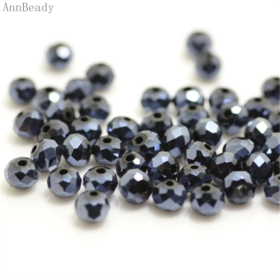 

AnnBeady Ink Blue Color 3*4mm 145pcs Rondelle Austria faceted Crystal Glass Beads Loose Spacer Beads For Jewelry Making