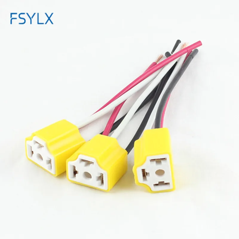 

10pcs x Ceramic H4 Headlight Connector Repair Plug Sockets With Loom