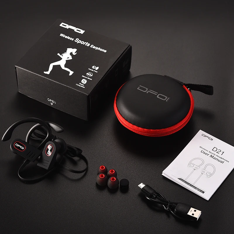 DFOI Водонепроницаемый наушники IPX4 Беспроводной Bluetooth спортивные гарнитура С