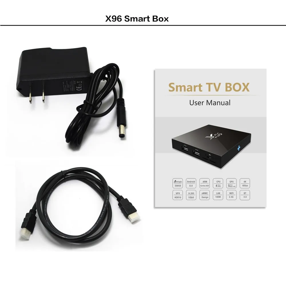 X96 Android tv Box Amlogic S905X четырехъядерный 1G/8G или 2G/16G Android 6,0 Smart tv Box H.265 4K* 2K 2,4G Wifi HDMI 2,0 медиаплеер