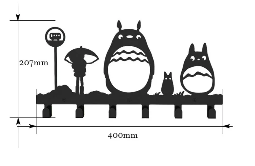 Тоторо креативный крючок для двери, ключ, настенная вешалка, крючок для одежды, шкафчик для спальни, металлический болт, вставляемый тип, не складывающаяся стойка, одинарная