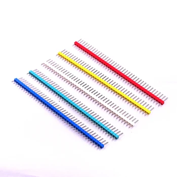 

100pcs/lot 2.54mm Black + White + Red + Yellow + Blue Single Row Male 1X40 Pin Header Strip Gold-plated ROHS