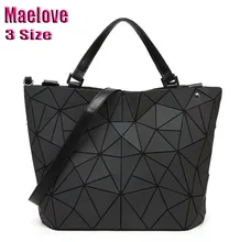Maelove women Luminous bag Geometric Laser Plain Folding Handbag Diamond Tote Quilted Shoulder bag geometry Free Shipping kisumater matt color backpacks women bag geometry sequins folding luminous baobao backpack student s school bag free shipping