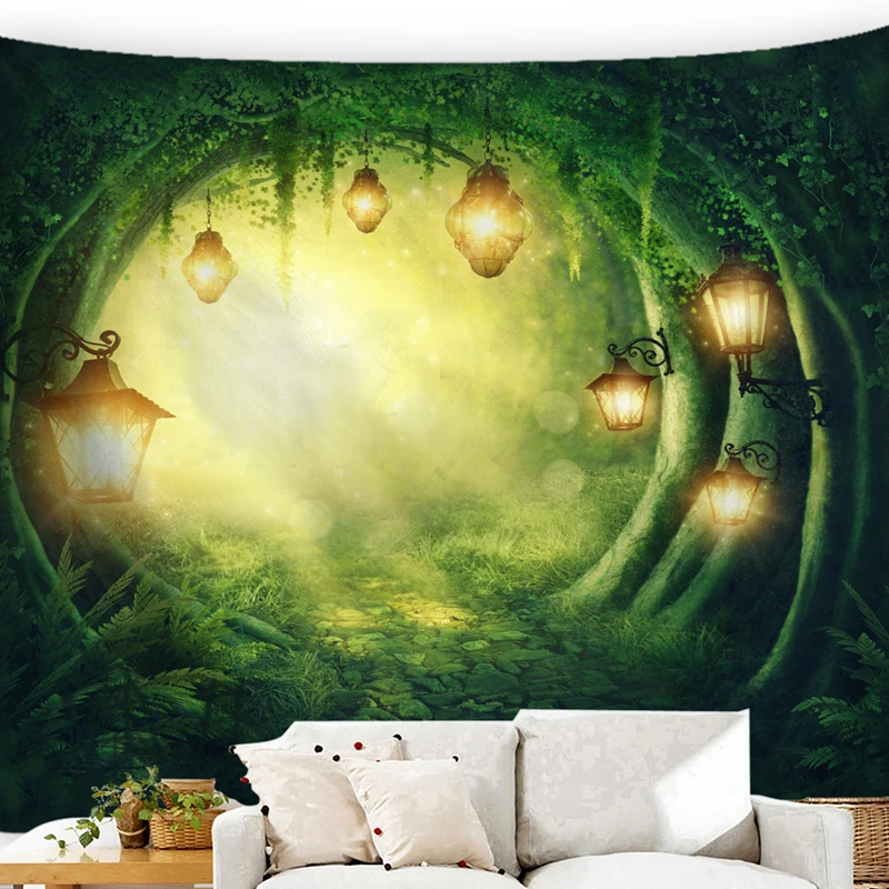 

Green Tree Pattern Wall Tapestry Floor Carpet 1pcs Soft Bedroom Hanging Tapestry Home Art Decor Multifunction Tapestry Yoga Mat