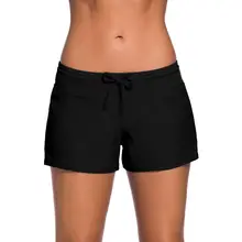Женские шорты для плавания с полным покрытием, однотонный с кулиской, одежда для плавания, эластичная подошва, большие размеры