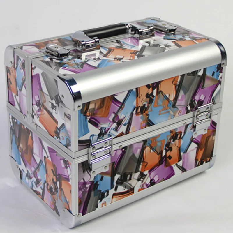 Women Portable Cosmetic Beauty Case Bag Professional Large Capacity Multi layer Design Aluminum Alloy PVC Travel Make Up Box Big | Багаж и