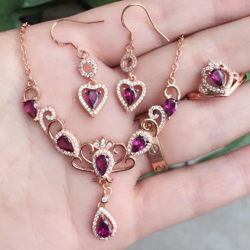 Fidelity Natural s925 sterling silver earrings/ring/necklace