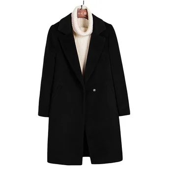 

Women Coats Oversize Winter Thick Cotton Women Long Wool Overcoat 2017 Black Red Large Size Loose Long Sleeve Jackets YP0651